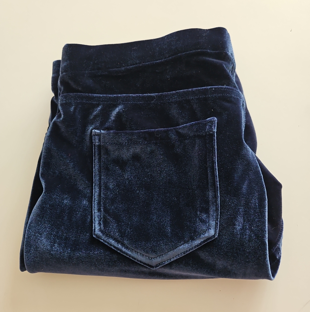Time And Tru Sleek Blue Velour Mid-Rise Stretch Jegging Pants